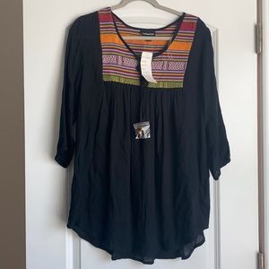 Black blouse with tribal/western design